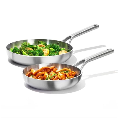OXO 2pc Mira Tri-Ply Stainless Steel Frypan Set Silver: Cookware Set, Kitchen, Dishwasher-Safe, Gas & Induction Compatible 4 OXO 2pc Mira Tri-Ply Stainless Steel Frypan Set Silver: Cookware Set, Kitchen, Dishwasher-Safe, Gas & Induction Compatible - Image 2