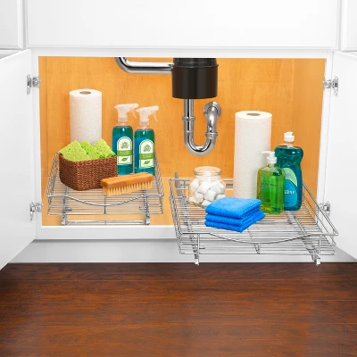 Lynk Professional 17" X 21" Slide Out Cabinet Organizer - Pull Out Under Cabinet Sliding Shelf: Chrome-Plated Kitchen Storage 4 Lynk Professional 17" X 21" Slide Out Cabinet Organizer - Pull Out Under Cabinet Sliding Shelf: Chrome-Plated Kitchen Storage - Image 2