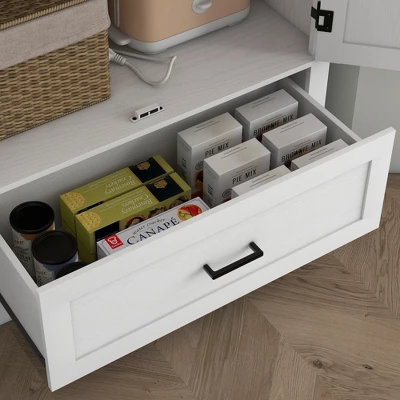 Yukimo 69" Kitchen Pantry Cabinet, White, With 2 Doors, Drawer & Adjustable Shelves, Freestanding Storage Solution For Dining Room 9 Yukimo 69" Kitchen Pantry Cabinet, White, With 2 Doors, Drawer & Adjustable Shelves, Freestanding Storage Solution For Dining Room - Image 7