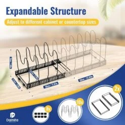 Pot Rack Organizer – Expandable Pot & Pan Organizer For Cabinet, Pot Lid Holder With 10 Adjustable Compartments, Kitchen Cookware Baking Frying Rack -Target KitchenAid GUEST 6da8d9be a145 48b0 a07b 90a469a60f30 1