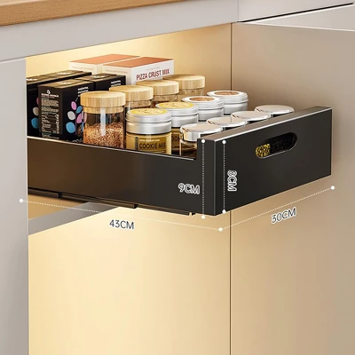 TROPOW Pull Out Cabinet Organizer, Pull Out Cabinet Organizer Fixed With Adhesive Film, Heavy Duty Slide Out Drawers For Kitchen 4 TROPOW Pull Out Cabinet Organizer, Pull Out Cabinet Organizer Fixed With Adhesive Film, Heavy Duty Slide Out Drawers For Kitchen - Image 2