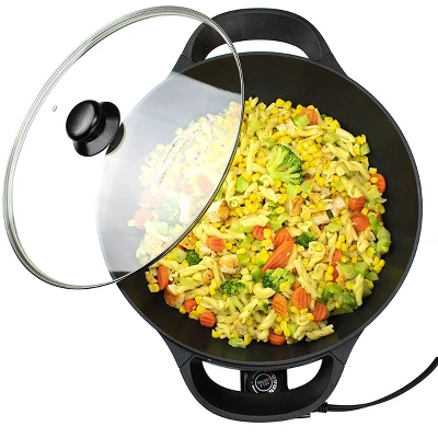 Brentwood 13in Non-Stick Flat Bottom Electric Wok Skillet With Vented Glass Lid In Black 5 Brentwood 13in Non-Stick Flat Bottom Electric Wok Skillet With Vented Glass Lid In Black - Image 3