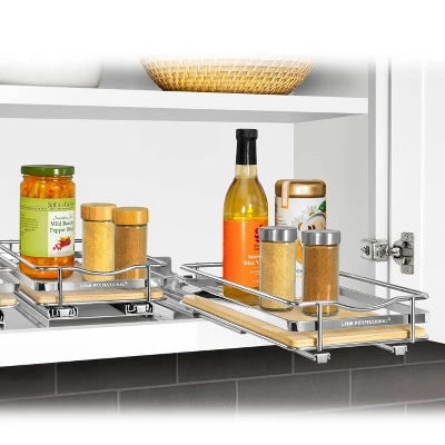Lynk Professional Slide Out Vertical 6.25" Single Metal/Wood Spice Rack Silver: Sliding Kitchen Storage Organizer, Chrome 5 Lynk Professional Slide Out Vertical 6.25" Single Metal/Wood Spice Rack Silver: Sliding Kitchen Storage Organizer, Chrome - Image 3