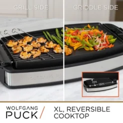 Wolfgang Puck XL Reversible Grill Griddle, Oversized Removable Cooking Plate, Nonstick Coating