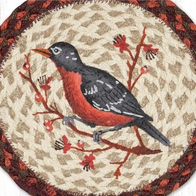 Earth Rugs Bird Lover’s Table Mat – 10" Hand-Stenciled Robin Jute Trivet For Farmhouse Decor 4 Earth Rugs Bird Lover’s Table Mat – 10" Hand-Stenciled Robin Jute Trivet For Farmhouse Decor - Image 2
