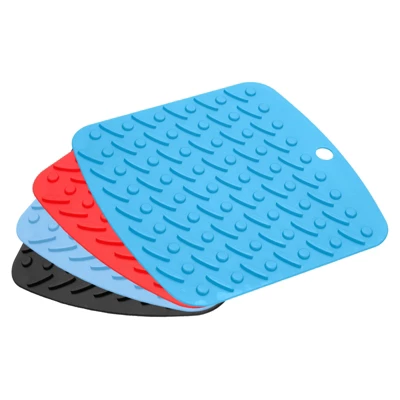 Unique Bargains Flexible Durable Non-Slip Silicone Trivet Mat Black/Red/Blue/Light Blue 4 Pcs 5 Unique Bargains Flexible Durable Non-Slip Silicone Trivet Mat Black/Red/Blue/Light Blue 4 Pcs - Image 3