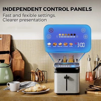 Whall® Stainless Steel Smart Toaster, 4 Slice | Projection Touchscreen, 1.5" Extra-Wide Slots, Digital Timer, Reheat & Defrost, Removable Crumb Tray 8 Whall® Stainless Steel Smart Toaster, 4 Slice | Projection Touchscreen, 1.5" Extra-Wide Slots, Digital Timer, Reheat & Defrost, Removable Crumb Tray - Image 6