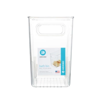 IDESIGN Linus Plastic Deep Kitchen Storage Bin With Handle Clear: Cabinet Organizer, 12" X 5" X 8", Spot Clean 4 IDESIGN Linus Plastic Deep Kitchen Storage Bin With Handle Clear: Cabinet Organizer, 12" X 5" X 8", Spot Clean - Image 2