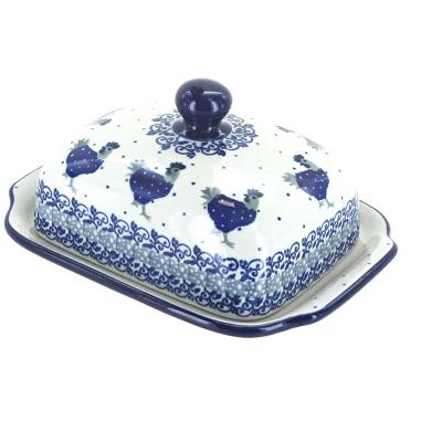Blue Rose Polish Pottery 295 Ceramika Artystyczna Butter Dish 6 Blue Rose Polish Pottery 295 Ceramika Artystyczna Butter Dish - Image 4