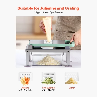VEVOR Vegetable Chopper Mandoline Slicer, All-in-1 Food Veggie Cutter With 8 Stainless Steel Blades, Cheese Grater Onion Potato Salad Dicer, Silver 7 VEVOR Vegetable Chopper Mandoline Slicer, All-in-1 Food Veggie Cutter With 8 Stainless Steel Blades, Cheese Grater Onion Potato Salad Dicer, Silver - Image 5