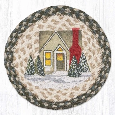 Earth Rugs Holiday Village Round Trivet – 10" Winter Town Scene Print On Braided Natural Jute Table Mat 5 Earth Rugs Holiday Village Round Trivet – 10" Winter Town Scene Print On Braided Natural Jute Table Mat - Image 3