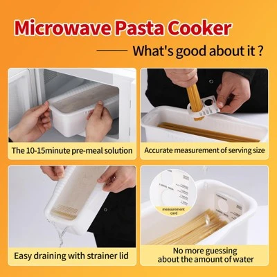 Itopfox Microwave Pasta Cooker With Strainer Lid, Water Level & Portion Measuring Device For Quick Meals, Ideal For Dorm, Office & Apartment Kitchens 4 Itopfox Microwave Pasta Cooker With Strainer Lid, Water Level & Portion Measuring Device For Quick Meals, Ideal For Dorm, Office & Apartment Kitchens - Image 2