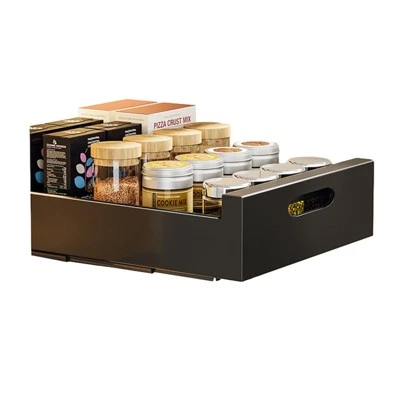 TROPOW Pull Out Cabinet Organizer, Pull Out Cabinet Organizer Fixed With Adhesive Film, Heavy Duty Slide Out Drawers For Kitchen 3 TROPOW Pull Out Cabinet Organizer, Pull Out Cabinet Organizer Fixed With Adhesive Film, Heavy Duty Slide Out Drawers For Kitchen