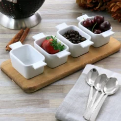Gibson Elite Gracious Dining 5 Piece Fine Ceramic Tidbit Dish Set With Acacia Wood Base -Target KitchenAid GUEST 72679966 6fce 4ccf 9f81 06a21bd9644a