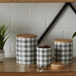 Design Imports Gray & White Buffalo Check Ceramic Canister Set/3 -Target KitchenAid GUEST 7294edd6 8384 4b70 bcc5 d37e6bcbe566