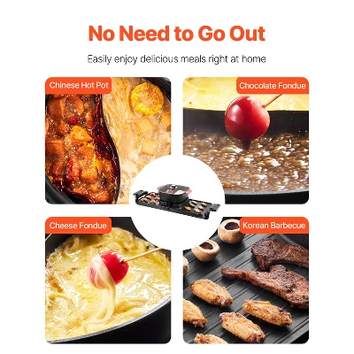 VEVOR Hot Pot with Grill, 2300W 2-in-1 Electric Smokeless Grill and Hot Pot, Removable Shabu-shabu Hotpot with Non-stick Pan, Black 8 VEVOR Hot Pot with Grill, 2300W 2-in-1 Electric Smokeless Grill and Hot Pot, Removable Shabu-shabu Hotpot with Non-stick Pan, Black - Image 6