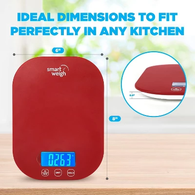 Smart Weigh Digital Food Scale - 11-pound Capacity - Red 4 Smart Weigh Digital Food Scale - 11-pound Capacity - Red - Image 2