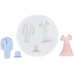 O'Creme Top Hat, Suit And Gown Silicone Fondant Mold - 2" X 3" - White