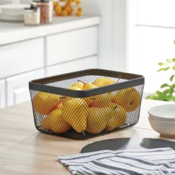 Metal Mesh Pantry Basket For Kitchen Storage