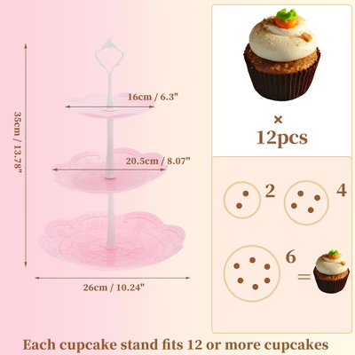 Unique Bargains 3 Tier Dessert Cupcake Stand Holder Round With Tiered Serving Tray For Donuts Fruits White Pink 3 Unique Bargains 3 Tier Dessert Cupcake Stand Holder Round With Tiered Serving Tray For Donuts Fruits White Pink