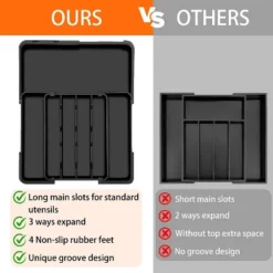 Attop Expandable Kitchen Drawer Organizer, Utensil Drawer Adjustable Plastic Flatware And Cutlery Holder Black -Target KitchenAid GUEST 74751b84 ec9a 411f baa5 7f246357b3f1