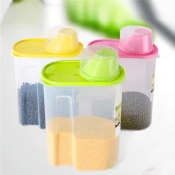 Basicwise BPA-Free Plastic Food Saver, Kitchen Food Cereal Storage Containers With Graduated Cap