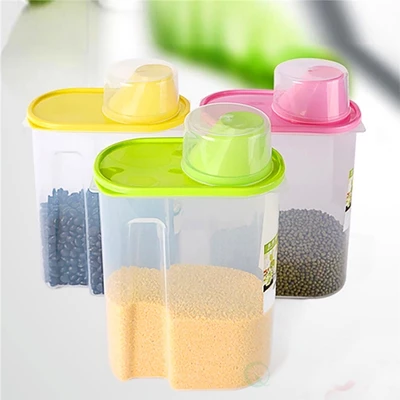 Basicwise BPA-Free Plastic Food Saver, Kitchen Food Cereal Storage Containers With Graduated Cap 3 Basicwise BPA-Free Plastic Food Saver, Kitchen Food Cereal Storage Containers With Graduated Cap