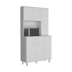 Depot E-Shop 90 Kitchen Pantry Cabinet, Two Open Shelves, One Drawer, Multiple Cabinets