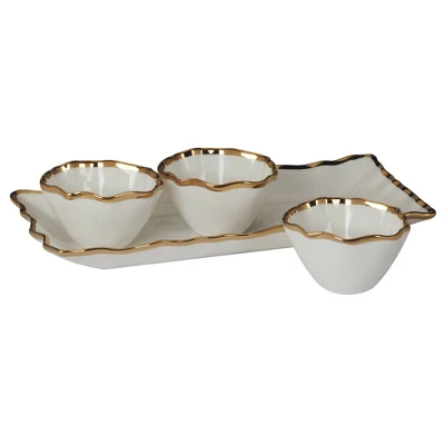 Certified International 4pc Regency Tray And Condiment Bowls Gold 4 Certified International 4pc Regency Tray And Condiment Bowls Gold - Image 2