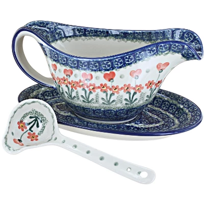 Blue Rose Polish Pottery 239-561 Ceramika Artystyczna Gravy Boat With Ladle 13 Blue Rose Polish Pottery 239-561 Ceramika Artystyczna Gravy Boat With Ladle - Image 11