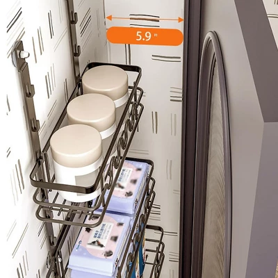 Over The Door Pantry Organizer,Hanging Basket Back Door Storage Rack Shelf,Metal Over The Door Shelves For Bathroom Kitchen Pantry Bedroom 4 Over The Door Pantry Organizer,Hanging Basket Back Door Storage Rack Shelf,Metal Over The Door Shelves For Bathroom Kitchen Pantry Bedroom - Image 2