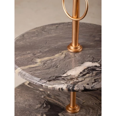 Heavenly Brown Onyx Two-Tier Cake Stand 4 Heavenly Brown Onyx Two-Tier Cake Stand - Image 2