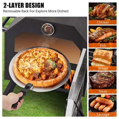 Outdoor Pizza Oven Wood Fired Pizza Oven Portable Patio Ovens Included Pizza Stone 7 Outdoor Pizza Oven Wood Fired Pizza Oven Portable Patio Ovens Included Pizza Stone - Image 5