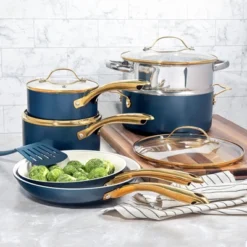 Gotham Steel Navy 15-Piece Ultra Nonstick Ceramic Cookware Set With Utensils -Target KitchenAid GUEST 76bdbc1d 340d 4fa3 a960 fee4000b0a48