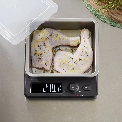 Taylor 22lb Stainless Steel Digital Kitchen Food Scale With Container Black/Gray: Oversized Display, 22lb Capacity 11 Taylor 22lb Stainless Steel Digital Kitchen Food Scale With Container Black/Gray: Oversized Display, 22lb Capacity - Image 9