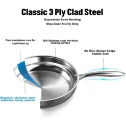 Imarku Professional Cooking Utensils Set, 14PCS Cookware Sets Tri-Ply Clad Stainless Steel With Hangered Handle And Lids, Suits Ceramic And Induction