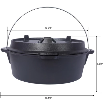 DSVIMOY Outdoor Dutch Ovens. 12 Quart Grill Cookware With Skillet Lid And Pot Rack For Camping Fireplace Cooking, Black, 15.3"*17"*7.8" 4 DSVIMOY Outdoor Dutch Ovens. 12 Quart Grill Cookware With Skillet Lid And Pot Rack For Camping Fireplace Cooking, Black, 15.3"*17"*7.8" - Image 2