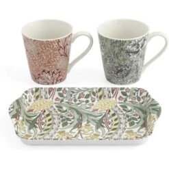 Pimpernel Floral Porcelain Mug & Tray Set - Porcelain & Melamine, Decorative Drinkware - Elegant Gift For New Couples & Housewarming