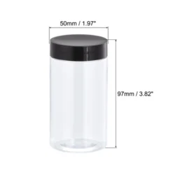 Unique Bargains Round Clear Plastic Empty Jars With Black Screw Top Lid For Storage 8 Pcs