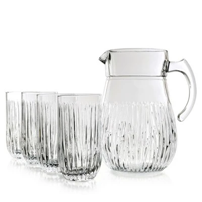 Slickblue Modern Cristalline Glass Drinkware Set – 65 Oz Pitcher & 6 Tumblers, Striking Linear Grooved Pattern 10 Slickblue Modern Cristalline Glass Drinkware Set – 65 Oz Pitcher & 6 Tumblers, Striking Linear Grooved Pattern - Image 8