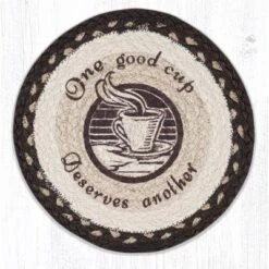 Earth Rugs One Good Cup Printed Round Trivet – 10"x10" Braided Jute Coffee-Themed Hot Pad With Rustic Typography Design -Target KitchenAid GUEST 78df522b d8b3 4de3 8a1f 795185c61270