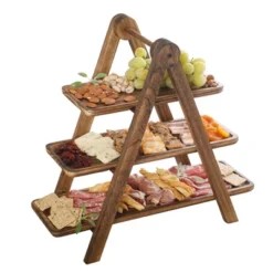 Gibson Home Truss Peak 3 Tier Serving Tray For Party, 18" Acacia Wood Cupcake/Charcuterie/ Dessert Farmhouse Tiered Platters -Target KitchenAid GUEST 78e10817 5727 434f afaf 396c129fd17c