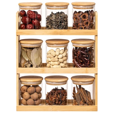 Basicwise Bamboo Spice Rack & Pantry Organizer Witj Glass Jars – Perfect For Countertop Storage In Kitchens To Keep Containers Neatly Displayed 17 Basicwise Bamboo Spice Rack & Pantry Organizer Witj Glass Jars – Perfect For Countertop Storage In Kitchens To Keep Containers Neatly Displayed - Image 15