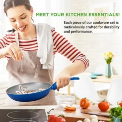 NutriChef 12pc Non-Stick Kitchen Cookware Set - Blue (NCCW12BLU) -Target KitchenAid GUEST 79429f17 f577 441e ab83 71608f134343