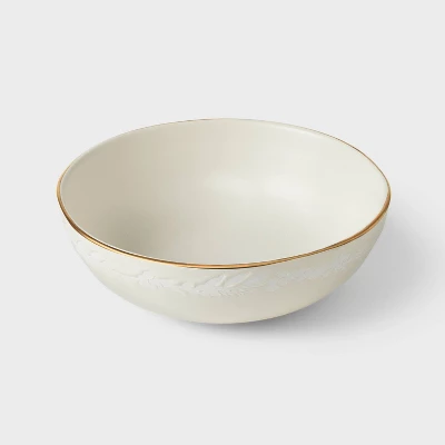 Stoneware Serving Bowl Snowfall White - Threshold™ Designed With Studio McGee: Round, 12" Decorative & Fruit Bowl 4 Stoneware Serving Bowl Snowfall White - Threshold™ Designed With Studio McGee: Round, 12" Decorative & Fruit Bowl - Image 2