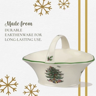 Spode Christmas Tree Candy Basket, 5.75-Inch Candy Bowl With Handle, Fine Earthenware Christmas Gift, Festive Holiday Serveware & Holiday Display Bowl 5 Spode Christmas Tree Candy Basket, 5.75-Inch Candy Bowl With Handle, Fine Earthenware Christmas Gift, Festive Holiday Serveware & Holiday Display Bowl - Image 3