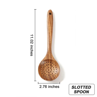SUGIFT 9pc Non-Toxic Kitchen Utensils Set Natural Teak Wooden Cooking Utensils Set 8 SUGIFT 9pc Non-Toxic Kitchen Utensils Set Natural Teak Wooden Cooking Utensils Set - Image 6
