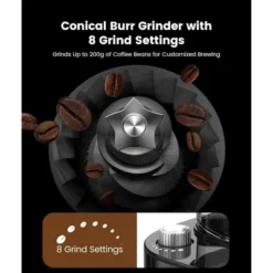 Kismile 10-Cup Drip Coffee Maker With Grinder, Grind And Brew Coffee Maker, 12-Hour Timer, 3 Brew Strength Options, 1.5L Water Tank