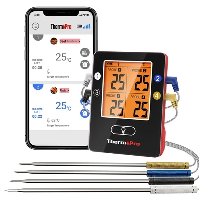 ThermoPro TP25W Bluetooth Meat Thermometer With 500FT Wireless Range 4-Probe Android/iOS Compatible Smart Grill Smoker Thermometer 11 ThermoPro TP25W Bluetooth Meat Thermometer With 500FT Wireless Range 4-Probe Android/iOS Compatible Smart Grill Smoker Thermometer - Image 9