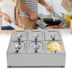 YIYIBYUS Stainless Steel Spice Rack Shelf With Six 1/6 Pans And 6 Ladles